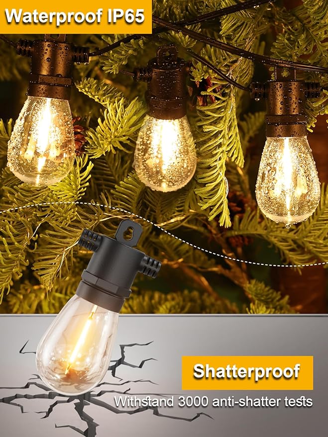 Svater Outdoor String Lights 200 FT Patio Lights for Outside with Shatterproof LED Bulbs Waterproof IP65 Commercial Hanging Light for Backyard Porch Balcony Bistro Party (2X100FT)
