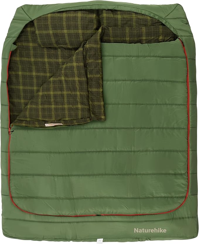 Naturehike Flannel Queen Size Double Sleeping Bag for Adults with Pillows Doublewide Two Person Sleeping Bag for Couples &amp Whole Family All Seasons for Camping Hunting &amp Bedding