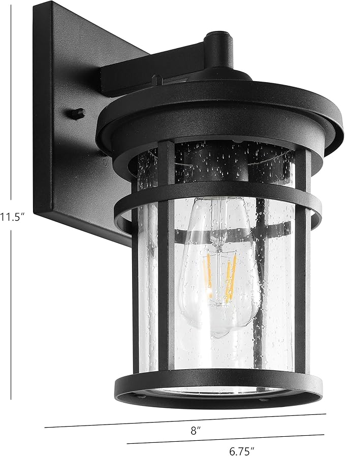 SAFAVIEH PLT4001A Lighting Senta Black Metal Wall (LED Bulb Included) Outdoor Lantern