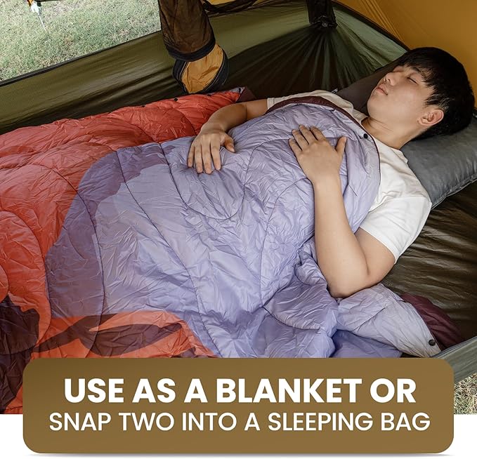 ONETIGRIS Ultralight Camping Blanket Packable Puffy Quilt Puffy Printed Camping Blanket with Snap Buttons &amp Corner Loops for Backpacking Hiking &amp Travel