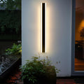 Outdoor Wall Light Fixtures Modern Long LED Wall Sconce Black Exterior Light Fixture Ip65 Waterproof Wall Lamp 40w 3000k Metal Rectangular Wall Lights For Villa PatioCourtyardPorch Bedroom45.3''
