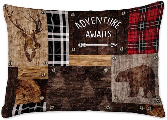 Personalized Happy Camper Quilt - Adventure Awaits Hunting Rustic Checkers Camping Quilt Set Camping Bedding Queen Camping Bedding Camping Blankets for Sleeping