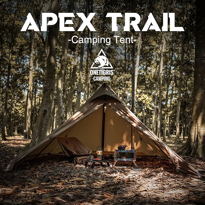 OneTigris APEX Trail Teepee Tent Waterproof Windproof Hot Tent with Stove Jack 2 Person Tent for Camping Hiking Bushcraft Bikepacking Travel