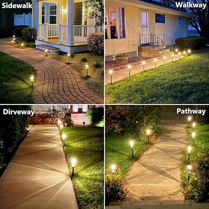 Bright Solar Pathway Lights Outdoor 8 Pack Solar Lights Outdoor LED Waterproof with 3000K Tungsten Filament Bulb Landscape Lighting for Yard Driveway Garden Walkway Lawn Path