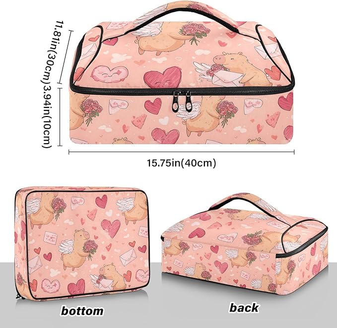 Casserole Carrier Seamless Pattern Cute CapybarasInsulated Casserole Carrier for Hot or Cold Food Thermal Lunch Tote for Potluck Parties Picnic Beach Fits 9 x 13 Inches Baking Dish