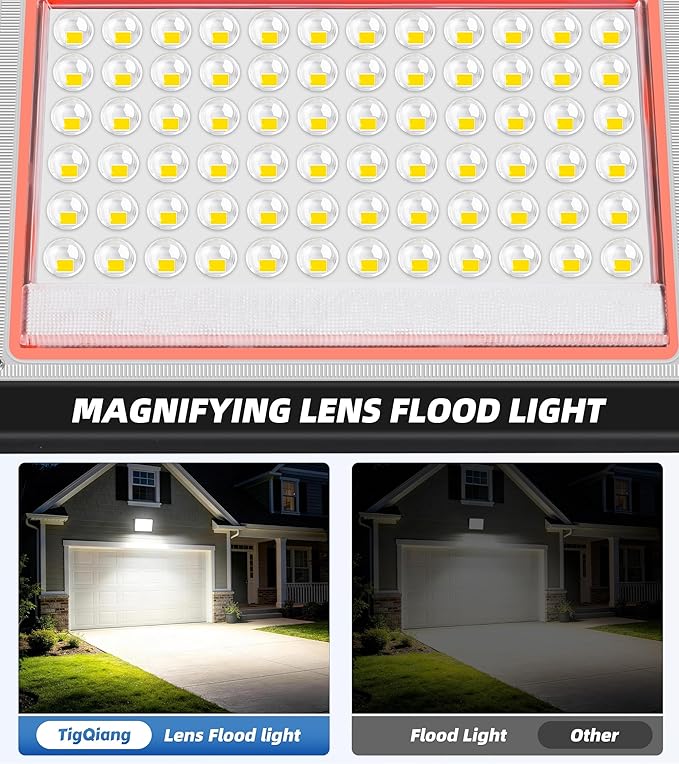 60W Flood Light Outdoor with Plug 7200LM Exterior Security Lights with 6ft Cable 5000K Daylight White LED Work Light IP66 Waterproof Exterior Floodlight for Yard Garage Stadium Garden patio 2 Pack