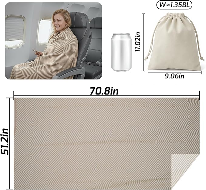 Travel Blanket Airplane - Ultra Soft &amp Lightweight Knit Design Compact Airplane Blanket53x72 InchStylish Travel Shawl Wraps for FlightsOfficeHome UseTravel Essentials &amp Gifts