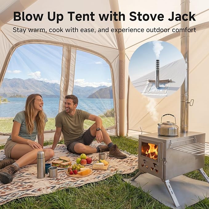 Inflatable Blow Up Tents for CampingWaterproof Oxford Hot Tent with Manual PumpSpacious Easy Setup Inflatable Camping Air Tent for Family Glamping