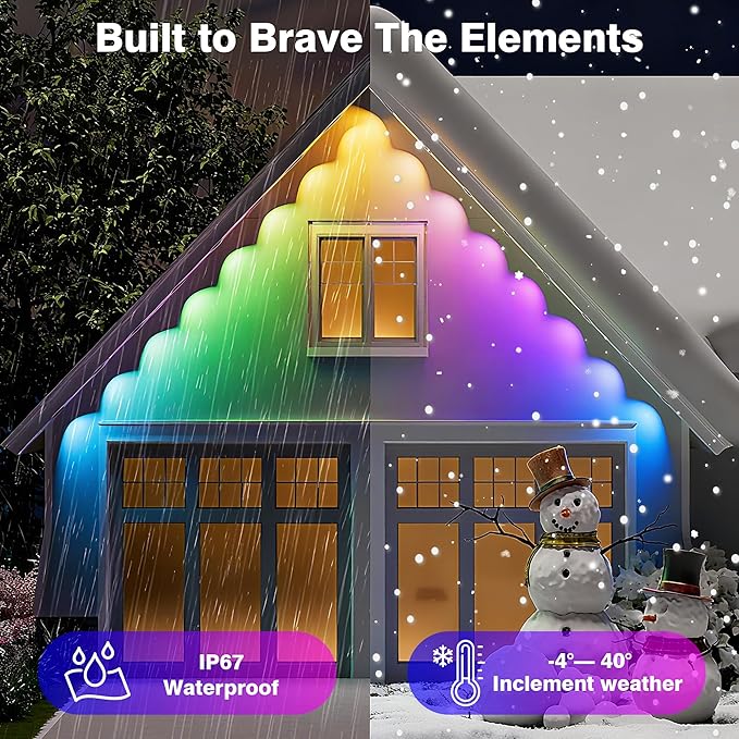 247FT 90LEDs Permanent Outdoor Lights IP67 Waterproof Easy Install Under Eave Lighting with Remote for ChristmasHouse Party
