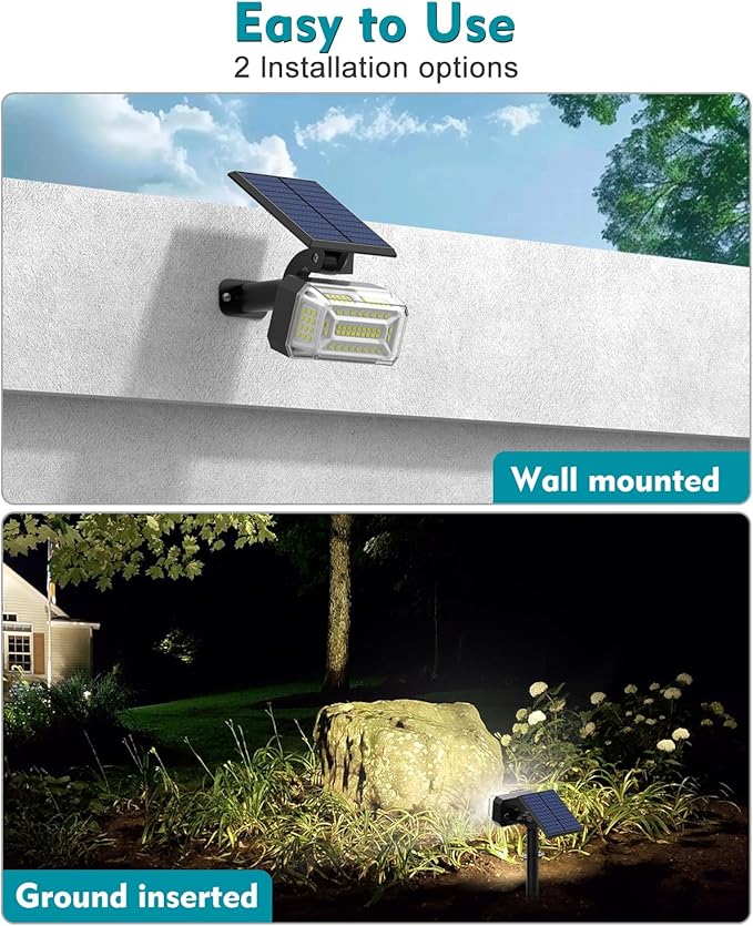 102 LEDs Solar Spot Lights Outdoor [ 4 Modes/8 Pack] Solar Spotlights Waterproof IP65 Adjustable Light &amp Panel Landscape Flood Powered Lights for Yard Garden Pathway Wall (Cool White)