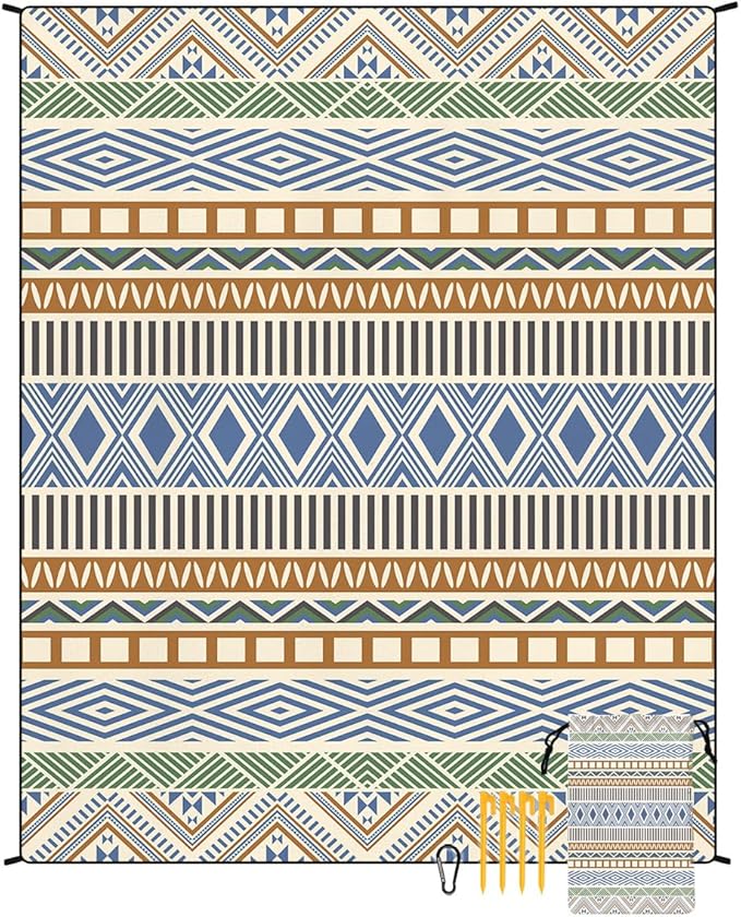 Beach Blanket Waterproof Sandproof Beach Mat Extra Large 86.6‘’×70.8‘’ Portable Foldable Quick Drying Outdoor Picnic Mat Beach Accessories for Travel Camping Hiking