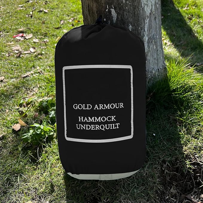 Gold Armour Hammock Underquilt for Single Hammocks and Double Hammocks Insulated Warm Underquilt - Essential Camping Equipment Gear Under Quilts for Hammock (Black&ampGrey)