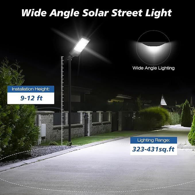 Solar Lights Outdoor Waterproof - Super Bright Solar Street Lights Outdoor Dusk to Dawn with Motion Sensor and Remote Control Wide Angle Commercial LED Street Light IP67 Waterproof 4 Packs