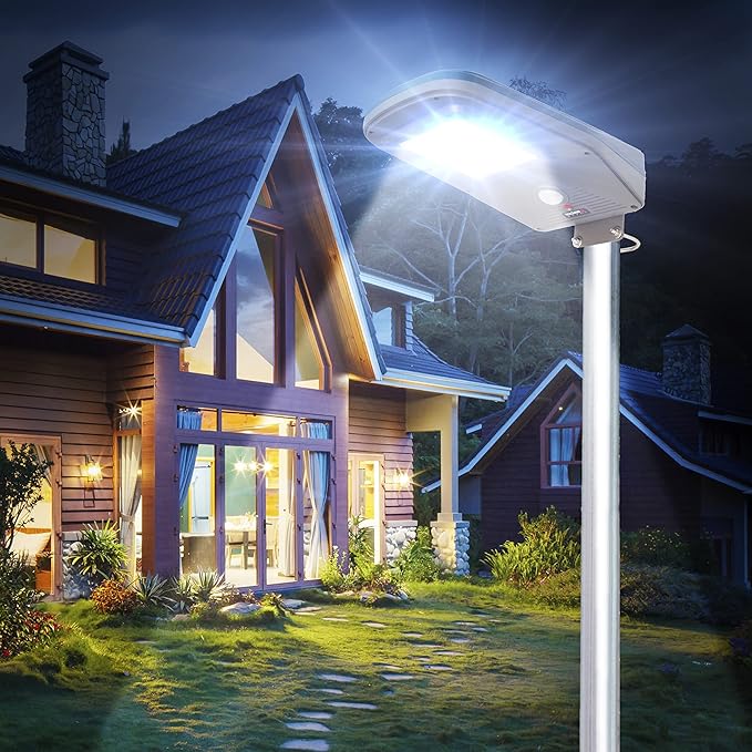 Wagan 3000 Lumen LED Solar Street Light with Remote Control Outdoor Solar Powered Flood Light Dusk to Dawn Waterproof Weatherproof Motion Sensor for Outdoor Garden Yard Path Parking Lot EL8591