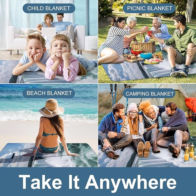 Niagara Falls Beach BlanketPortable Waterproof Picnic Blanket58.3''x 58.3'' Extra Large Picnic Mat for BeachCamping Grass Lawn Park Accessorie for Festival BBQ