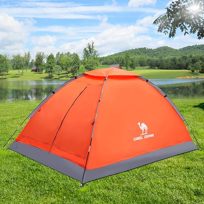 CAMEL CROWN 2/3/4 Person Camping Tent with Removable Rain Fly Easy Setup Outdoor Tents Water Resistant Lightweight Portable for Family Backpacking Camping Hiking Traveling