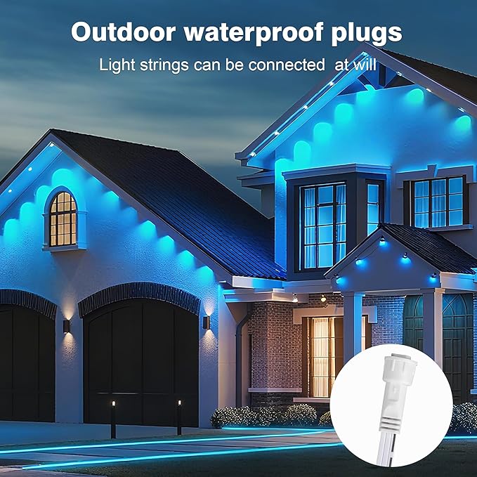 247FT 90LEDs Permanent Outdoor Lights IP67 Waterproof Easy Install Under Eave Lighting with Remote for ChristmasHouse Party