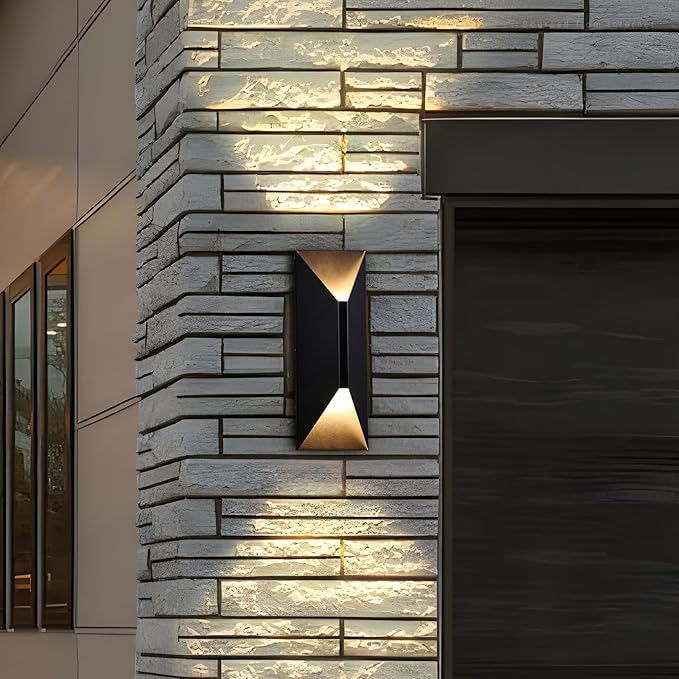 LEONLITE 5CCT Dimmable LED Up Down Wall Light 100-277V CRI 90+ IP65 Waterproof 10%-100% Dimmable for Commercial Outdoor 14 Inch Modern Porch Light 2200K/2700K/3000K/4000K/5000K Pack of 2