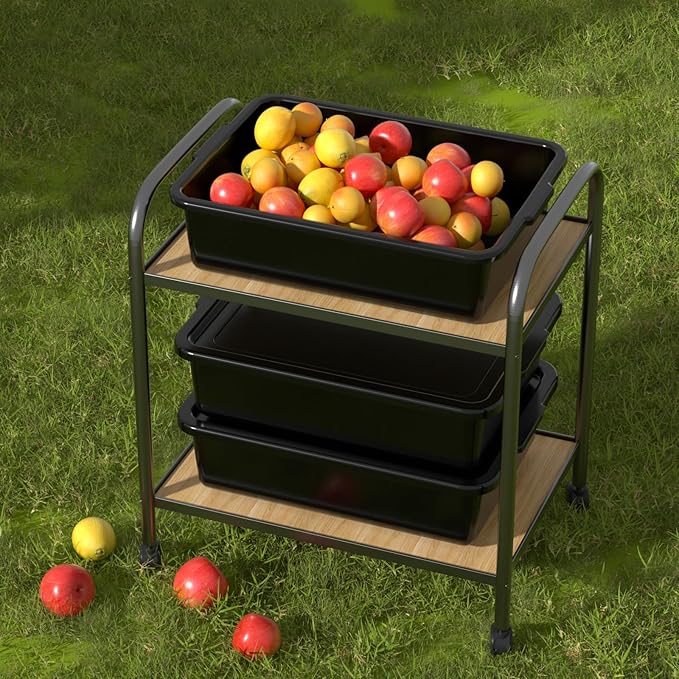 Obstnny 12 Pack 13 L Commercial Bus Tub with Lid Plastic Bus Box Black
