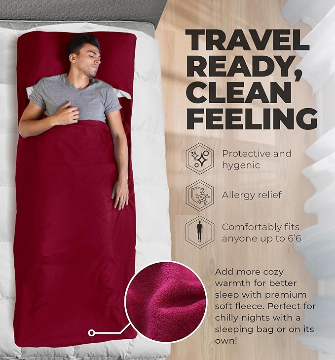 Sleeping Bag Liner - Adult Sleep Sack &amp Travel Sheets for Hotel - Travel Sleep Sack Camping Sleeping Bag Liners for Cold Weather