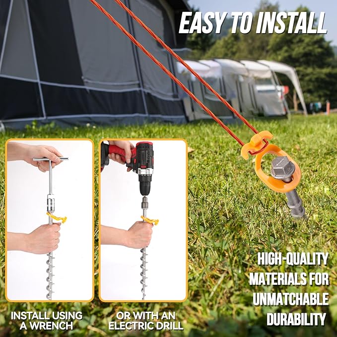 12 PCS Screw in Tent Stakes for Women Men - Ground Anchors for Sand Canopy Trampolines Camping Aluminium Heavy Duty Rust Prevention Pegs Drillable Lightweight Safe - Silvery 14 inch