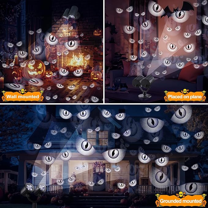 Halloween Lights Projector Halloween Decorations Lighting Projector with Timer Led Grey Evil Devil Eyes Light for Holiday Party Garden Patio Yard Outdoor Indoor Landscape Decor