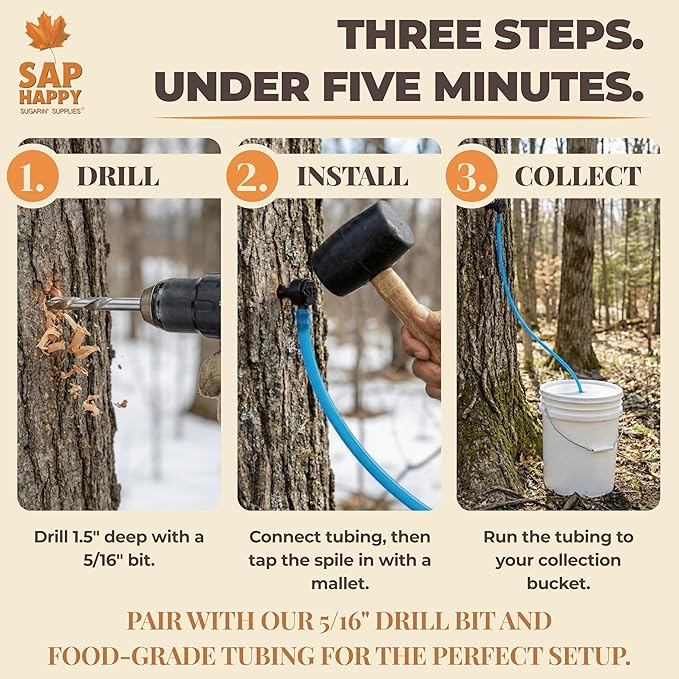 SAP HAPPY Maple Sap Spiles (50 Count) 5/16 Ecolo Taps for Maple Trees Maple Syrup Spile Tree Saver Spouts (50 Count)
