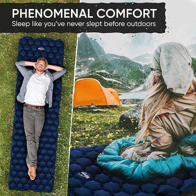 POWERLIX Ultralight Camping Sleeping Pad with Inflation Bag– Compact Lightweight Camping Pad Outdoor Backpacking Hiking Traveling Airpad Camping Air Mattress Sleeping Mat