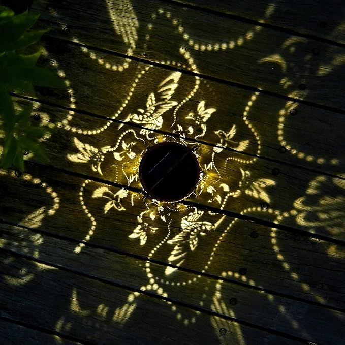 2 Pack Solar Lanterns Outdoor Hanging Hummingbird Decor LanternWaterproof Hollow Out Metal Decorative Garden LightGraceful Decoration for PatioYardLandscapeFestival