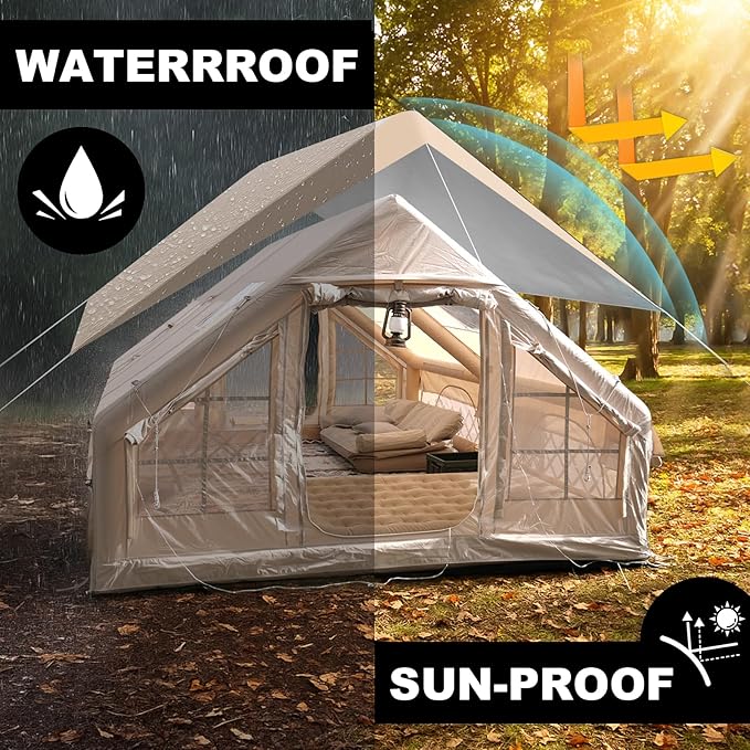 SENLEETO 10' x 8' Camping Tent Tarp Fits for 6/8 People 4 Season UV ProtectionPU 3000mm Waterproof Multifunctional Ultralight Shelter Awning Sunshade Portable for Traveling Hiking Outdoors