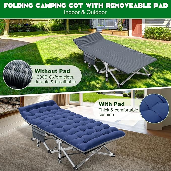 Barbella Folding Camping Cot Folding Cot Camping Cots for Adults Portable Sleeping Cot with Mattress Foldable Outdoor Bed Camp Cots Guest Bed with Carry Bag for Home Office &amp Outdoor Use