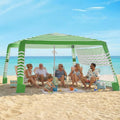 Zeraty Beach Cabana 8'×8' Portable Beach Canopy with Side Wall Easy Pop Up UPF 50+ Silver-Coated Beach Tent Sun Shelter Wind Resistant Adjustable Height Beach Umbrella Tent for Family Green