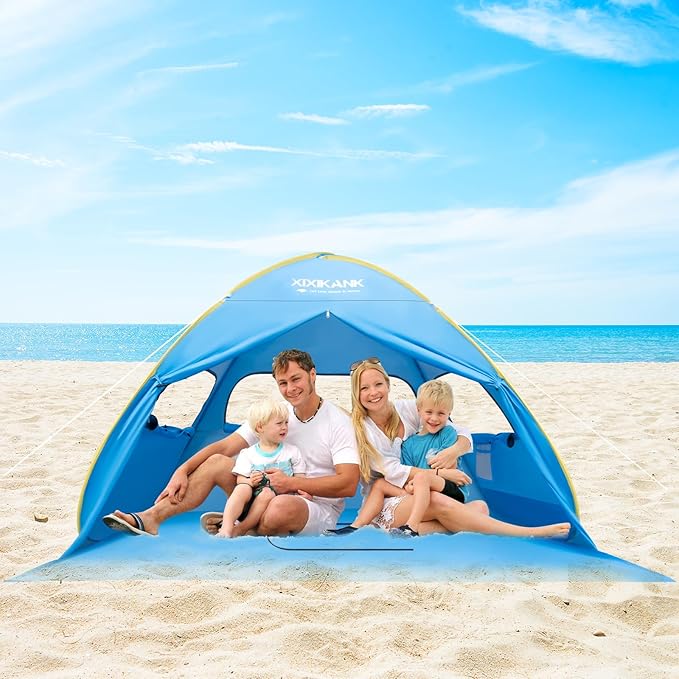 2 Second Easy Setup Pop Up Beach Tent for 2-3 PersonUPF 50+ UV Protection Beach ShadeWind Resistant Sun Protection Family Sun ShelterPortable Lightweight Cabana Canopy with Handy Carry Bag