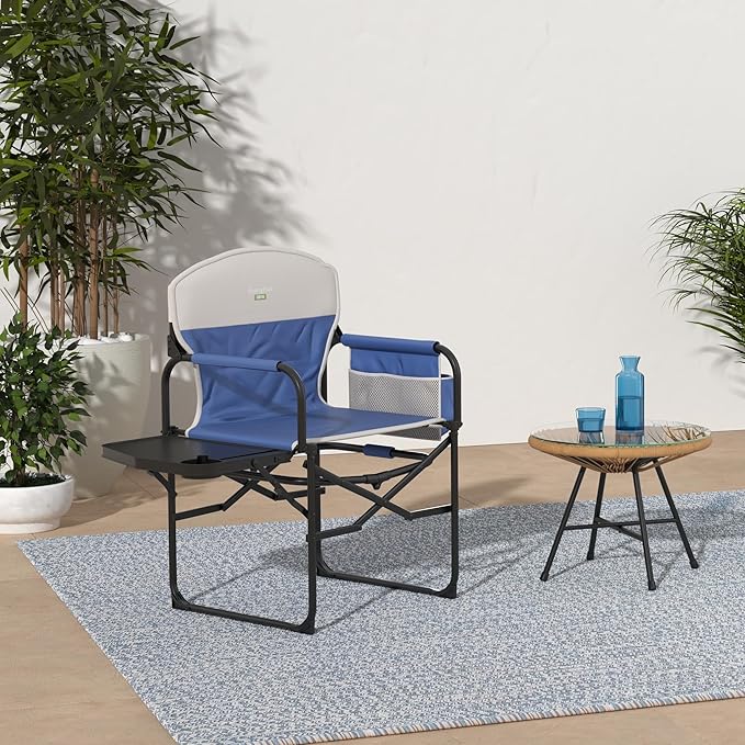 SUNNYFEEL Camping Directors Chair Heavy DutyOversized Portable Folding Chair with Side Table Pocket for Beach FishingTripPicnicLawnConcert Outdoor Foldable Camp Chairs