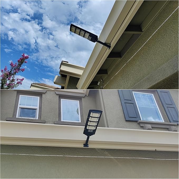 Solar Lights Outdoor Waterproof 320° Wide Angle Solar Street Light 6500K Solar Flood Lights Outdoor Motion Sensor with Remote Solar Security Lights for Yard 4-Pack