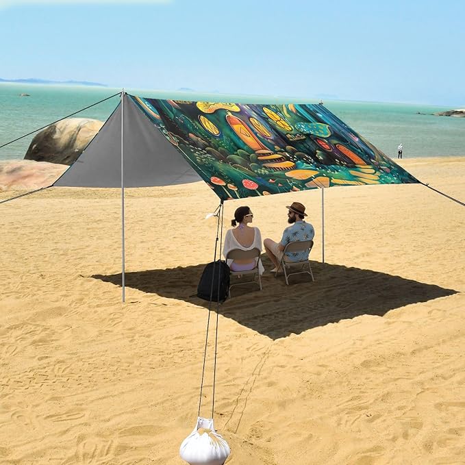 Camping Sun Shelters Castle with Mushroom in The Forest Beach Canopy 126 * 110.2in