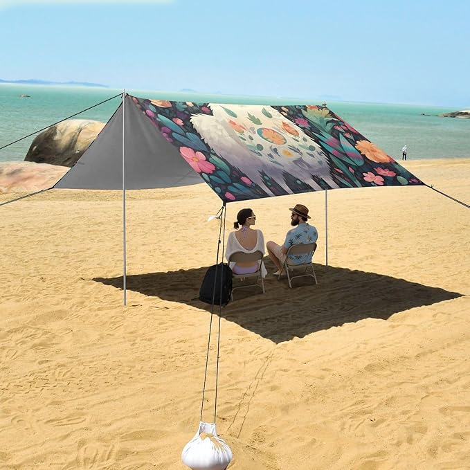 Cute Alpaca FlowerCamping Sun Shelters 9.2 x 10.5 FT Beach Canopy Tent Sun Shade with Carrying Bag for Camping Trips Fishing Backyard Fun or Picnics 21340950