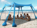 Rengue Beach Tent Beach Canopy UPF50+ UV Protection 10x10ft Beach Shade Sun Shelter with 8 Sandbags Sand Shovels Ground Pegs Stability Poles for Camping Fishing Picnics Backyard Fun Sky Blue