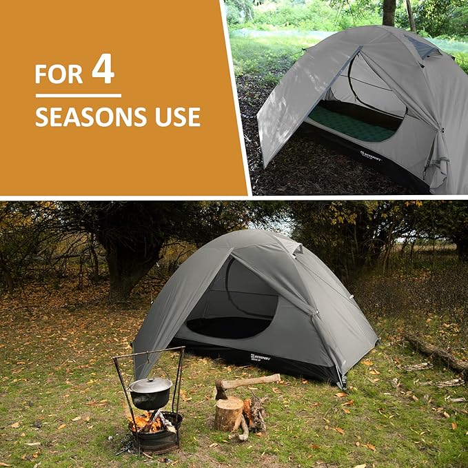 Bessport Camping Tent 1/2 Person Tent Waterproof Two Doors Backpacking Tent Easy Setup Lightweight for Outdoor Hiking Mountaineering Travel