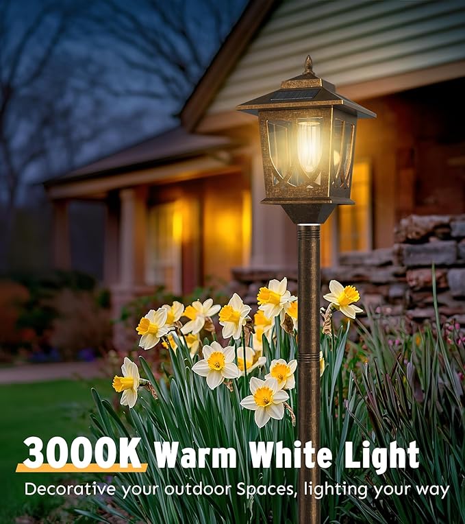 63 Solar Lamp Post Light 2 Pack Solar Light Posts for Outside Waterproof Outdoor Lamps for Patio Backyard Front Porch Decor Warm White Replaceable Bulb