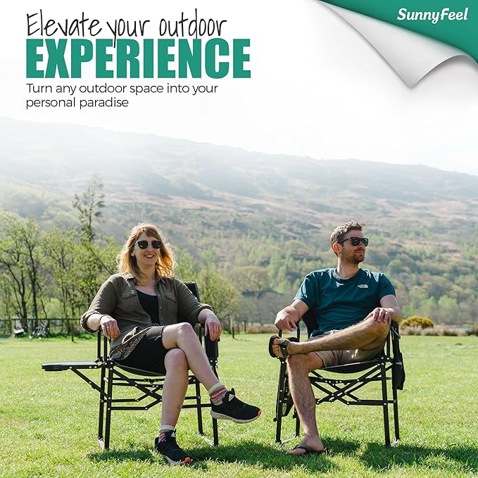 SUNNYFEEL Camping Directors Chair Heavy DutyOversized Portable Folding Chair with Side Table Pocket for Beach FishingTripPicnicLawnConcert Outdoor Foldable Camp Chairs