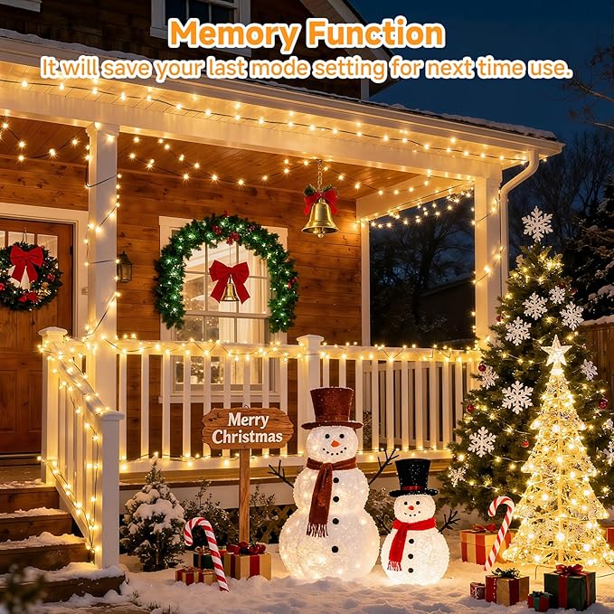 Mlambert 1200 LED Christmas Lights 394FT Outdoor Waterproof Dimmable Fairy Lights with Remote 8 Modes Indoor Lighting for Holiday Décor Warm White