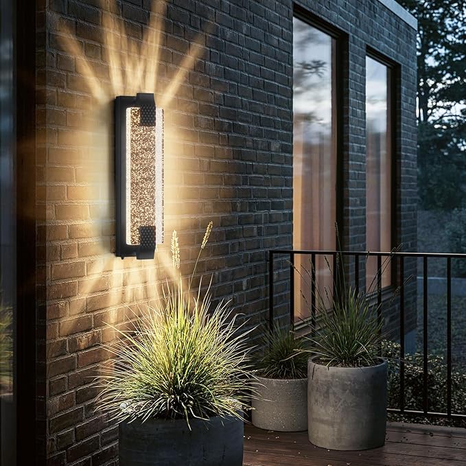 camuucci Dusk to Dawn Outdoor Light19.7 Inches LED Porch Lights Outdoor Waterproof Modern Outside Sconce Wall Mount for Doorway Hallway Porch Patio Yard Doorway Black