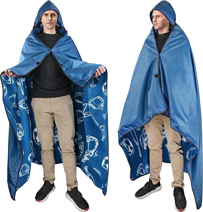 Catalonia Waterproof Stadium Blanket Windproof Wearable Poncho for Football Sideline &amp Sports Events for Fans Portable Durable Outdoor Blanket for Camping &amp Tailgating