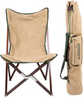 CHAMA Vaquero Chair &amp Travel Bag - Wheat and Pine- Beautiful Outdoor Wood and Canvas Portable Folding Chair Ideal for Camping Patios Lawns or Indoor Use - Supports 300 lbs