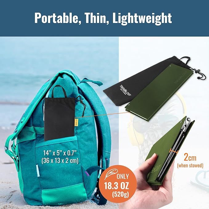 TREKOLOGY Compact Mini Camping Table – Portable Ultralight Folding Design – Small Lightweight Surface for Hiking Backpacking Beach or Nightstand Use – Collapsible Outdoor Gear (Green)