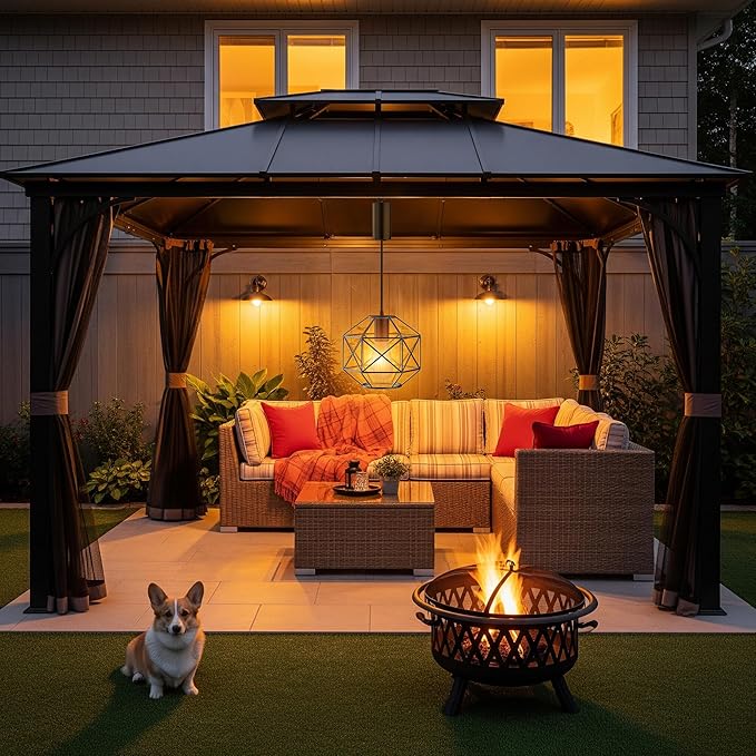 Battery Operated ChandelierGazebo Battery Operated Outdoor Lights Waterproof 7.8′′×7′′Hanging Pendant Light 4 AA Batteriesfor Pergola Patio Porch Garden Barn Room Decor