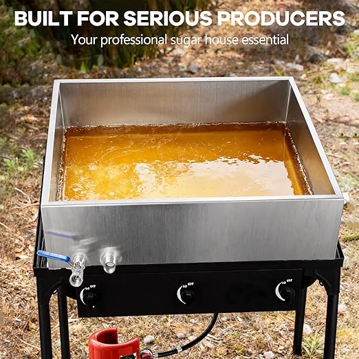 Marada Maple Syrup Evaporator Pan with Dual Interface Steam Table Pan304 Stainless Jam Food Chafing for Home Outdoor Cooking (30L x 20W x 9.5H)