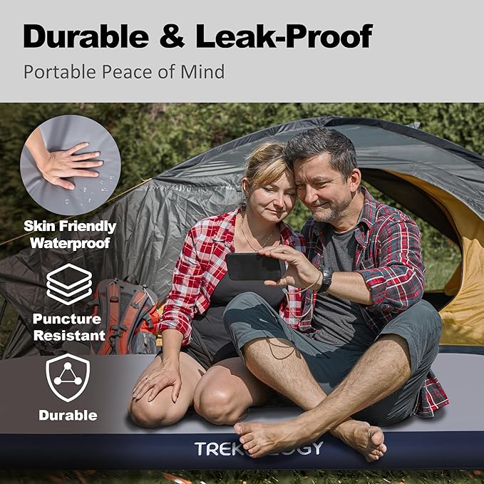 TREKOLOGY Twin Size Air Mattress with Built-in Pump – Quick Inflate Camping Air Bed for Adults &amp Guests – Durable Blow Up Bed with Electric Pump – Inflatable Mattress - Inflates in Only 90 Seconds