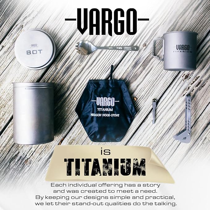Vargo Titanium BOT Series | 1 Liter (34 oz.) Ultralight Water Bottle Cooking Pot Weighs 147 grams (5.2 oz.) | Backpacking Camping Multipurpose